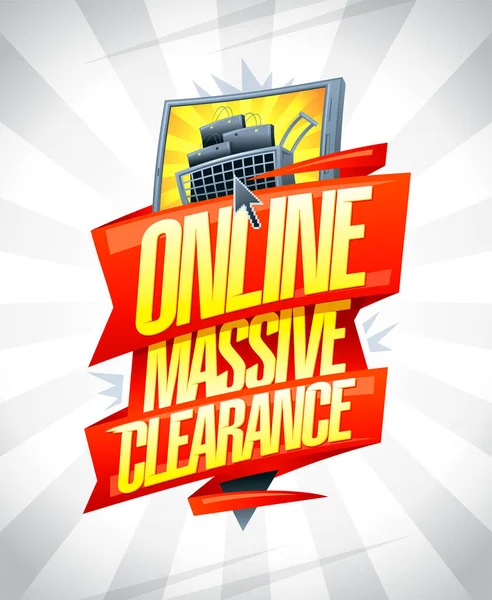 Online Massive Clearance Vector Sale Web Banner Vector Mockup Smartphone — 스톡 벡터
