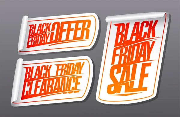 Black Friday Sale Stickers Tags Vector Set Clearance Offer — Vector de stock