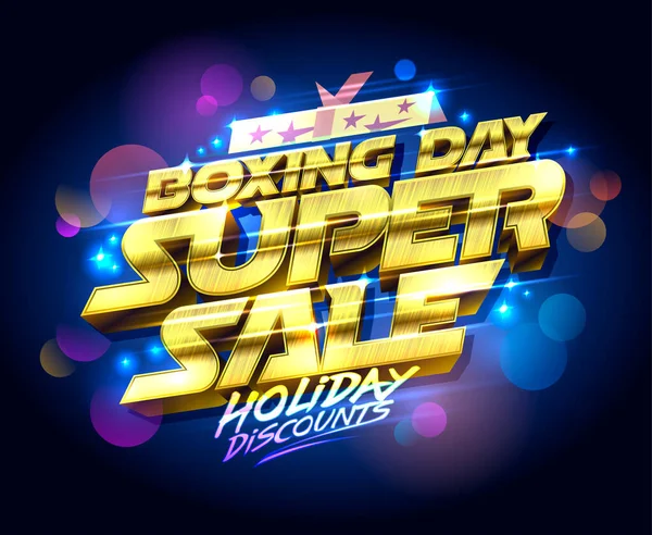 Boxing Day Super Sale Holiday Discounts Vector Web Banner Template — 스톡 벡터