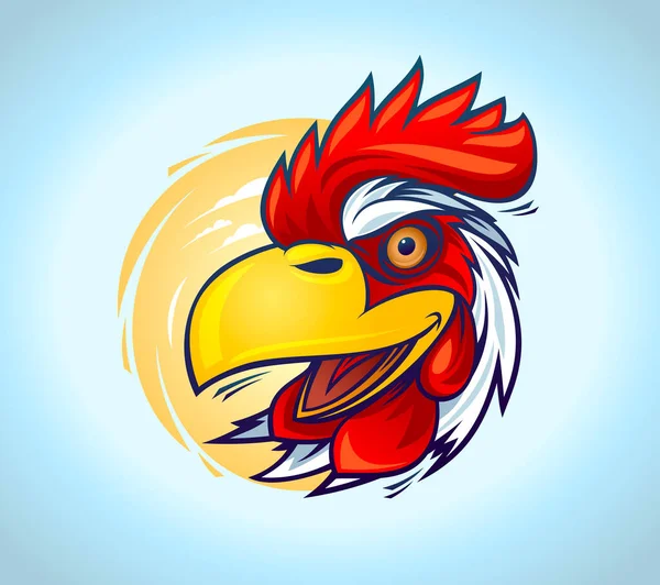 Rooster Head Logo Desgn Vector Rooster Portrait Symbol — Stok Vektör