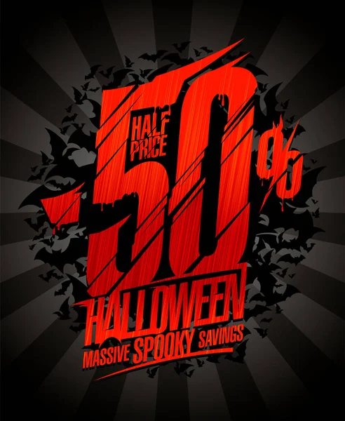 Half Price Halloween Spooky Savings Halloween Sale Web Banner Flyer — Stockvektor