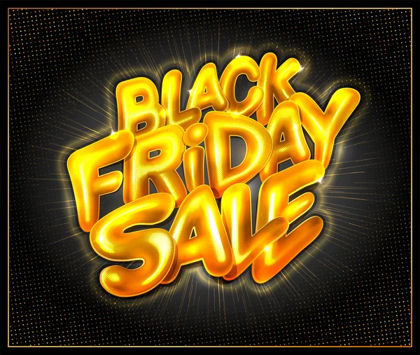 Black Friday Sale Vector Web Banner Flyer Design Template Golden — Stock Vector