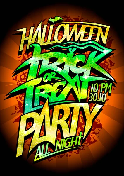 Halloween Trick Treat Party Poster Cartão Convite Web Banner Vector —  Vetores de Stock