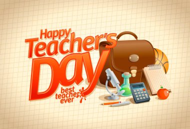 Mutlu Öğretmenler Günü kartı, afiş ya da poster tasarımı, gelmiş geçmiş en iyi öğretmen, vektör şablonu