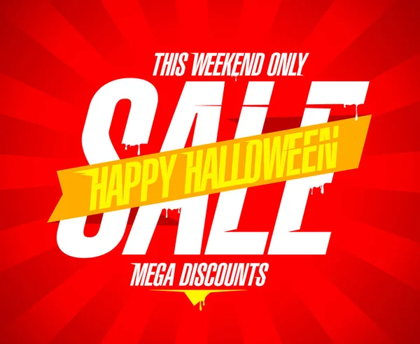 Glad Halloween Försäljning Web Banner Design Mall Mega Rabatter Helgen — Stock vektor