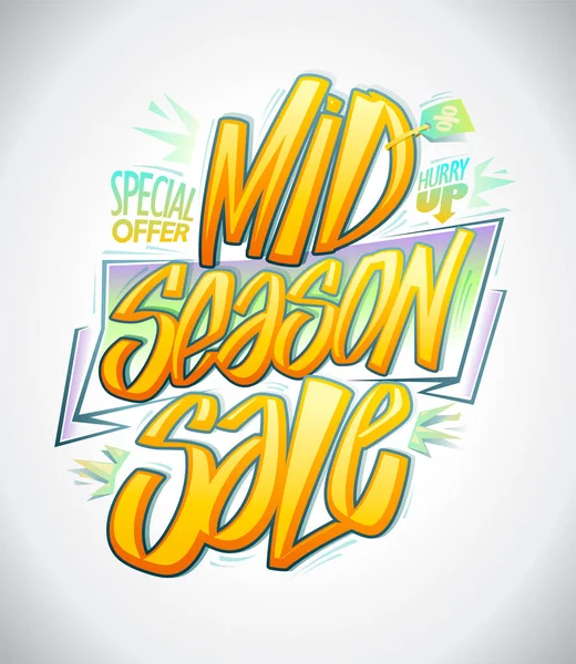 Mid Season Sale Special Offer Vector Web Banner Poster Letletlettering — 스톡 벡터