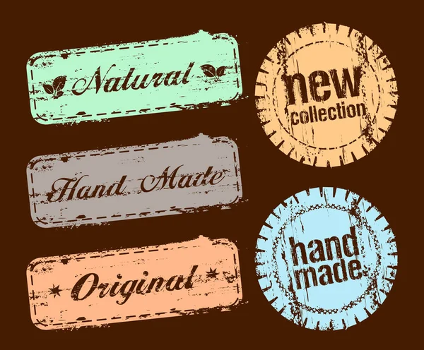 Natural Hand Made Original New Collection Vector Stamps Collection — Stock Vector