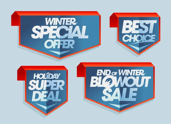 Winter Speciale Aanbieding Beste Keuze Vakantie Super Deal Einde Van — Stockvector