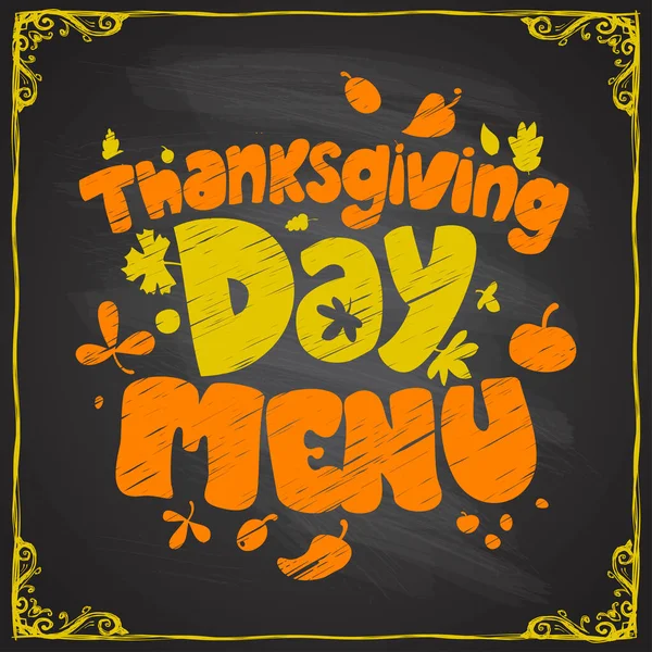 Happy Thanksgiving Day Chalkboard Menu Design — Stock Vector