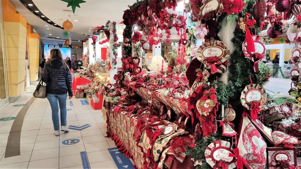 Decorações Natal Lojas Segundo Plano Shopping Center Itália Ano Novo — Fotografia de Stock