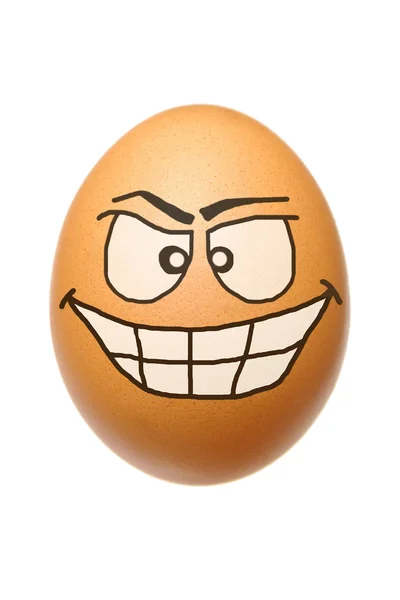 Egg with malignant face — Stock Photo, Image