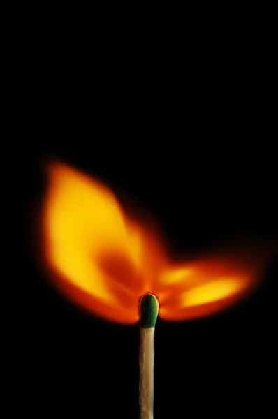 Égő gyufa, fekete — Stock Fotó