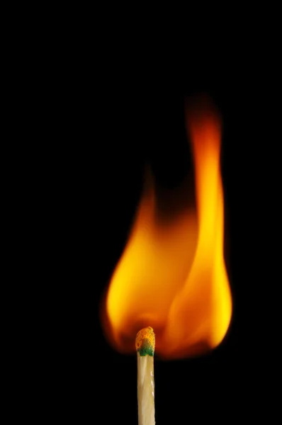 Burning match on black — Stock Photo, Image