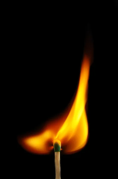 Burning match on black — Stock Photo, Image