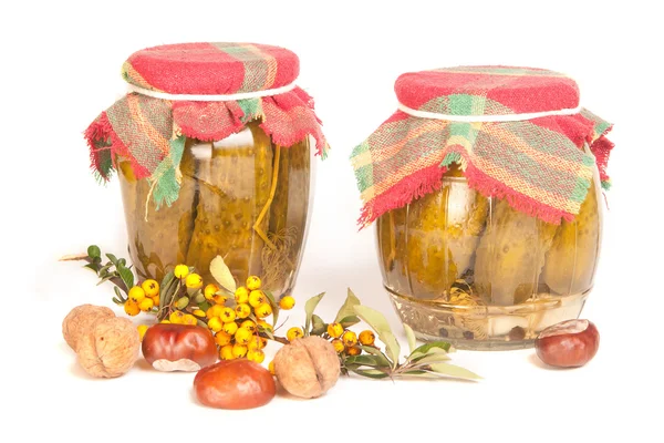 Jars in the pantry on white — Stock Photo, Image