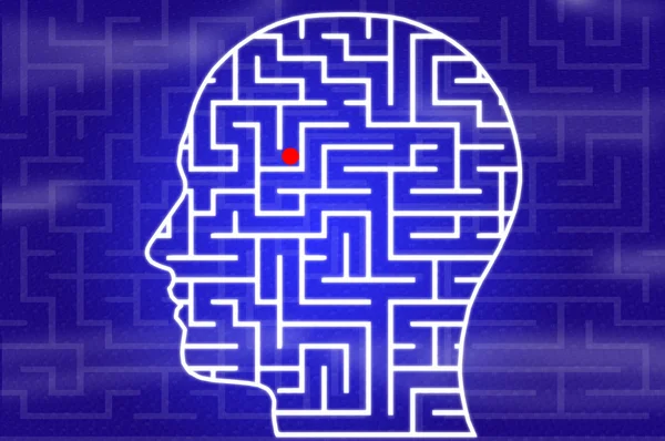Maze in head on blue — Stock Photo, Image