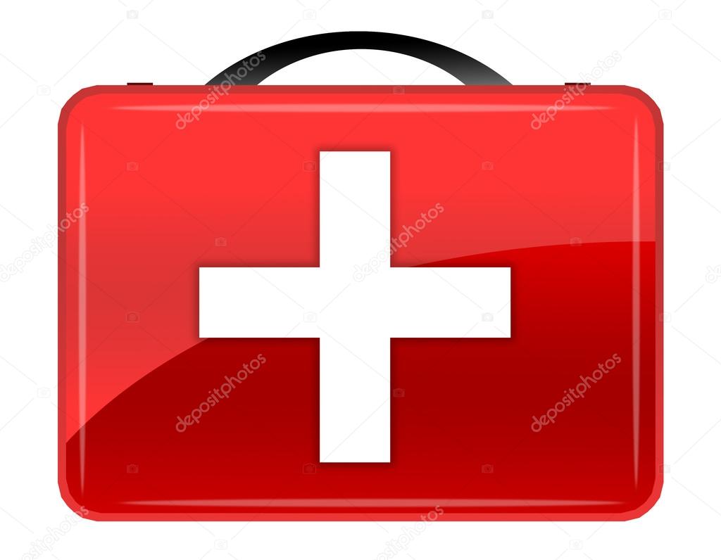 Red First Aid kit. Illustration on white