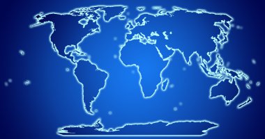 mavi arka plan dijital dünya harita ile