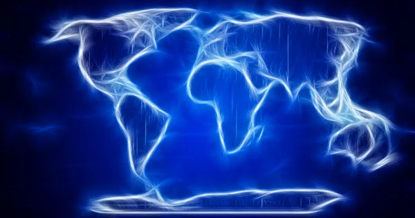 Digital World Map with on blue — Stock Photo, Image