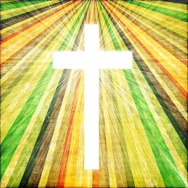Cross with light shafts. Faith symbol. — Stock Photo, Image