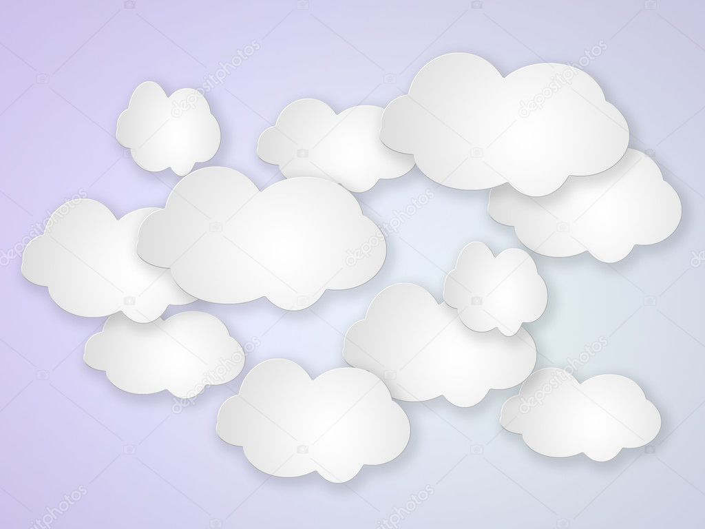 Abstract speech bubbles in the shape of clouds.