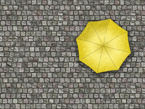 Uomo in piedi sotto un ombrello in attesa del cambiamento del tempo — Foto Stock