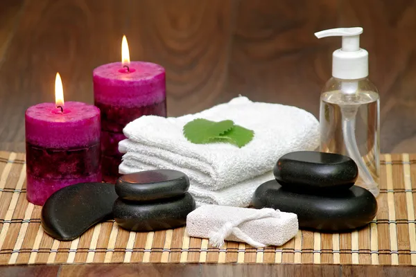 Set per spa con ingredienti naturali. Massaggio corpo — Foto Stock