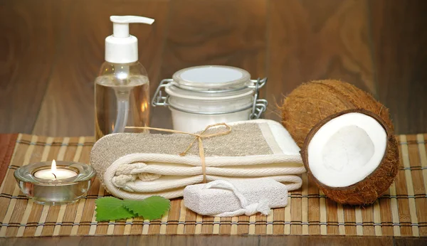 Set para spa con ingredientes naturales. masaje corporal — Foto de Stock
