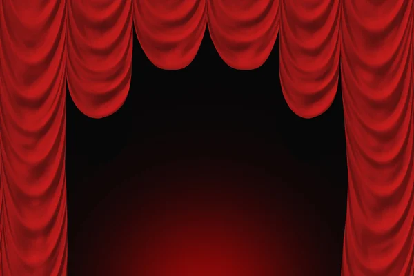 Theater scene with red curtain. — Stock Photo, Image