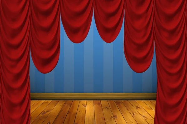 Theater scene with red curtain. — Stock Photo, Image