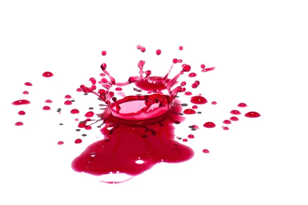 Glossy red liquid droplets (splatters) isolated on white — Stock Image Glossy red liquid droplets (splatters) isolated on white Stock Picture