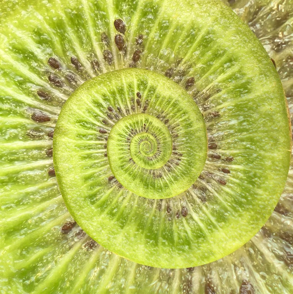 Kiwi infinity spiral abstract background. Fibonacci. — Stock Photo, Image