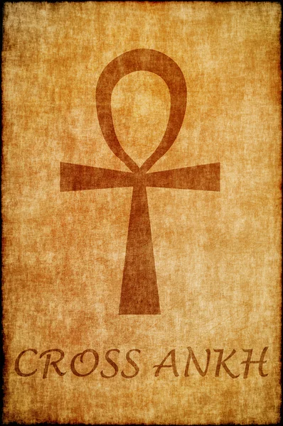 Cross ankh draw on old parchment. — Stock Photo, Image