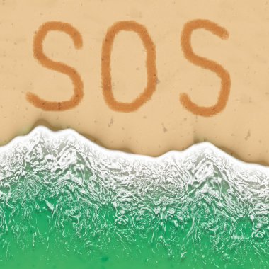 s.o.s işareti sahilde.