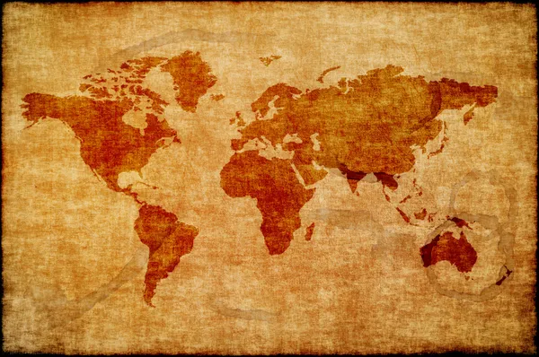 古い紙の上の世界地図 — ストック写真