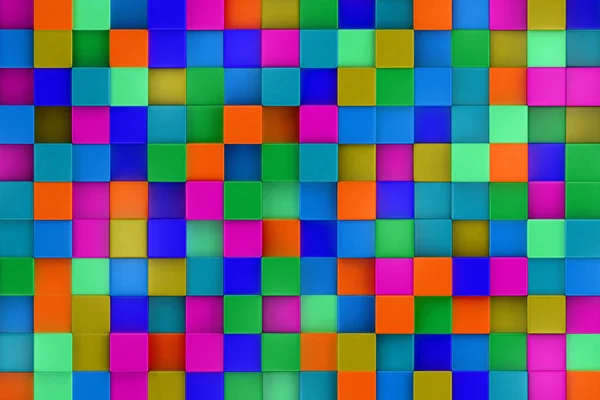 3D pozadí barevných kostek, barevná mozaika — Stock fotografie