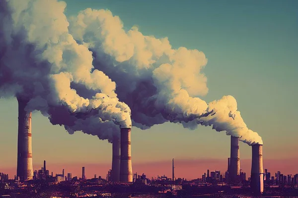 Концепція Отруєння Навколишнім Середовищем Величезне Забруднення Атмосфери — стокове фото