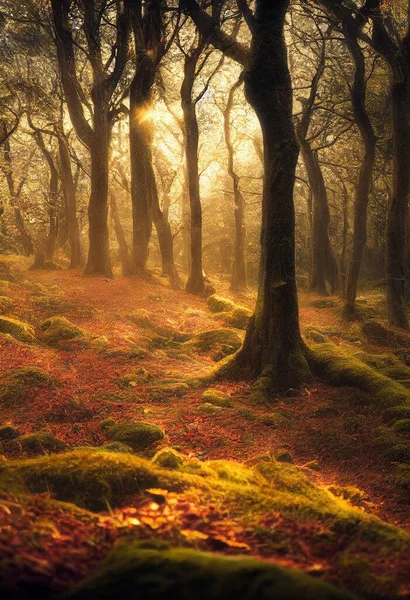 Upadłe Liście Jesiennym Lesie — Zdjęcie stockowe