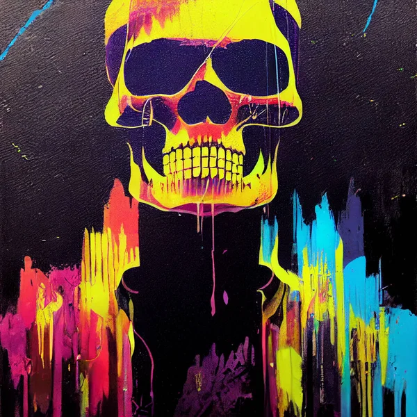 Calavera Colorida Pintada Estilo Del Graffiti — Foto de Stock