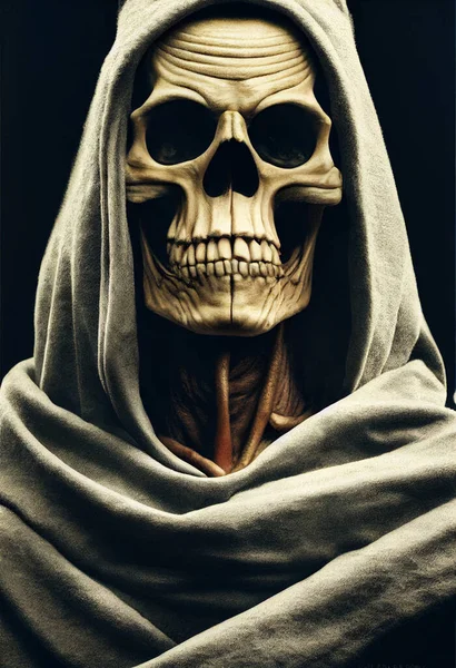 恐ろしい頭蓋骨の肖像 コンピュータレンダリングされた画像 — ストック写真