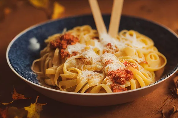 Tillagad Delikat Pasta Rätt Italienskt Kök — Stockfoto
