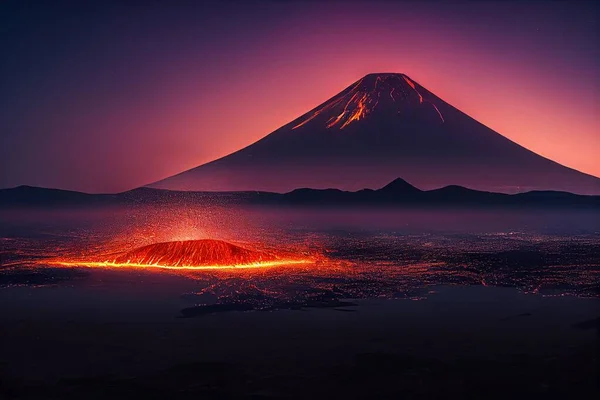 从火山喷涌而出的熔岩 — 图库照片