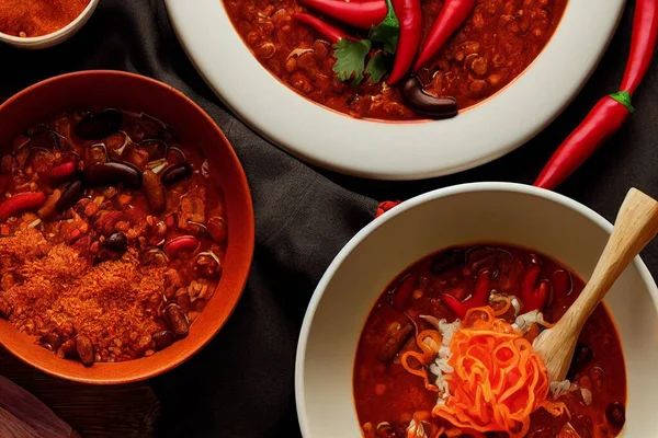 Sopa Tradicional Feijão Tomate Mexicana Espanhola — Fotografia de Stock