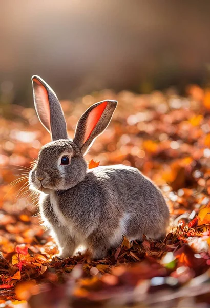 Coelho Bonito Cenário Outono — Fotografia de Stock