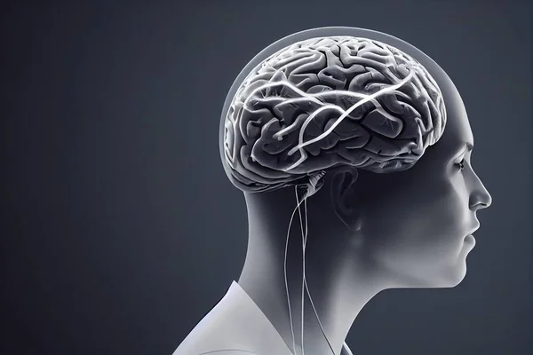 Scientific Concept Render Showing Human Brain — Stock Photo, Image