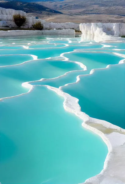 トルコのパムッカレ 青い水の天然プール — ストック写真