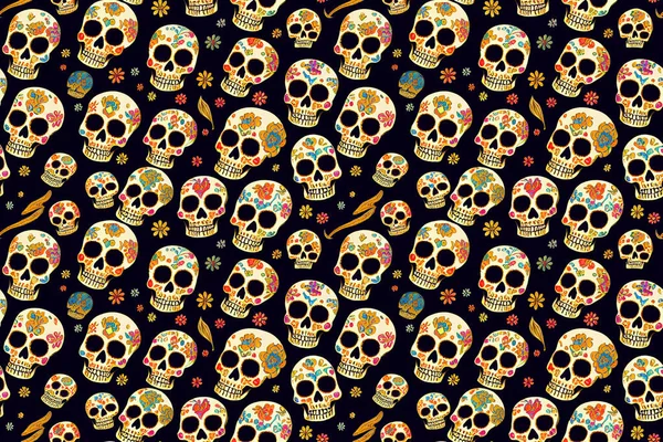 Crânio Doce Day Dead Repetindo Papel Parede Tema Muerte — Fotografia de Stock