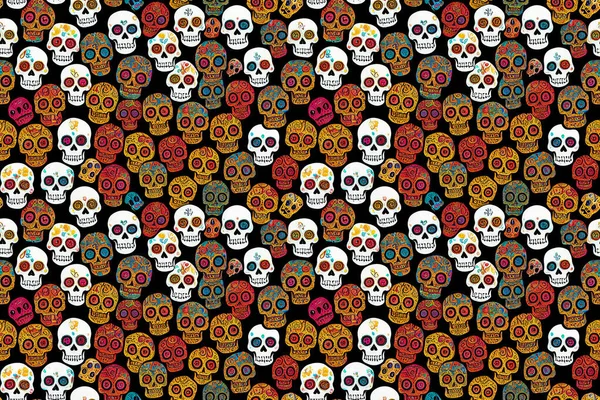 Şeker Kafa Ölüler Günü Tekrar Eden Duvar Kâğıdı Muerte Teması — Stok fotoğraf