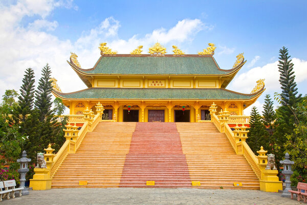 Golden Buddhist temple, Phu My, Vietnam, South East Asia.