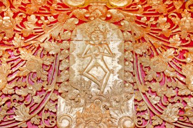 Endonezya bir tapınağın duvarına yakın çekim.